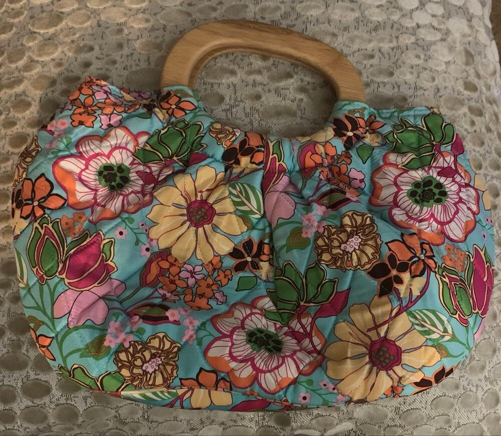 Vera Bradley 100% silk tropical floral design quilted clutch bag.